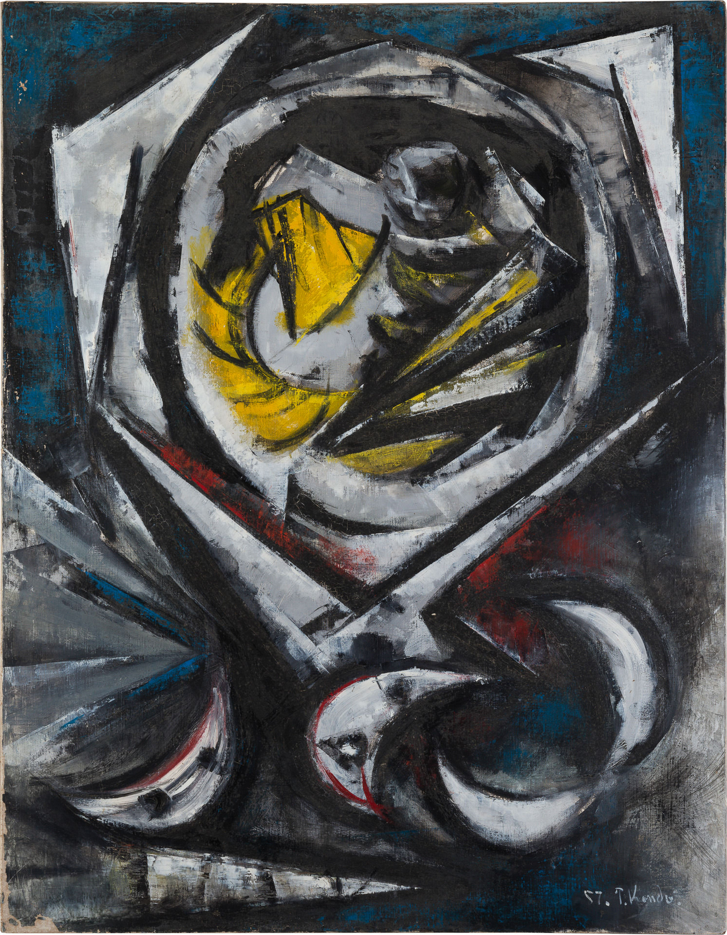 近藤竜男〈機構A（Composition）〉, 油彩・カンヴァス, 116.7×91.0, アジア青年美術展, 1957