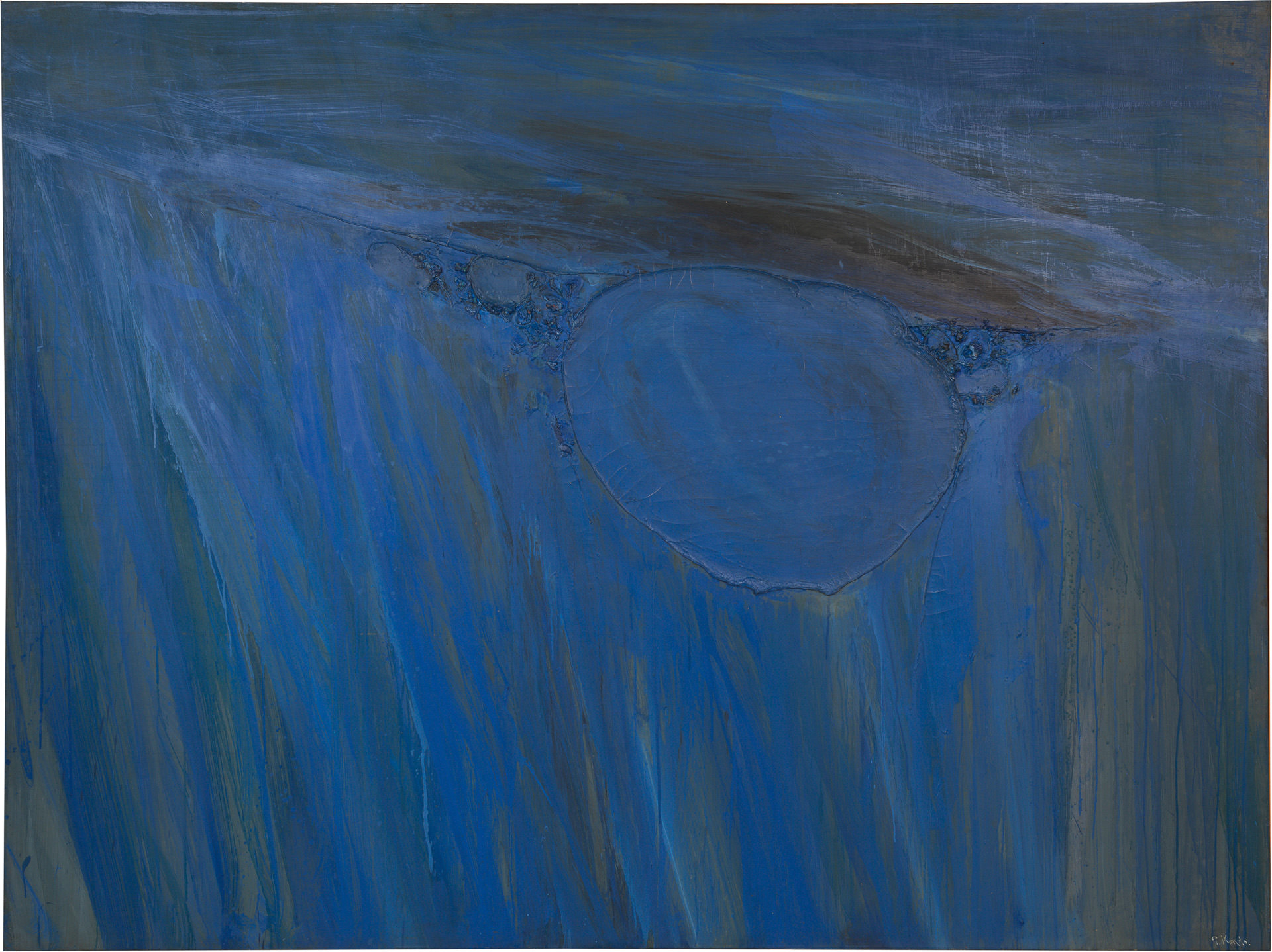 近藤竜男〈Blue Image〉, 油彩・カンヴァス, 183.7×243.7, 日本橋画廊（ニューヨーク）個展, 1961