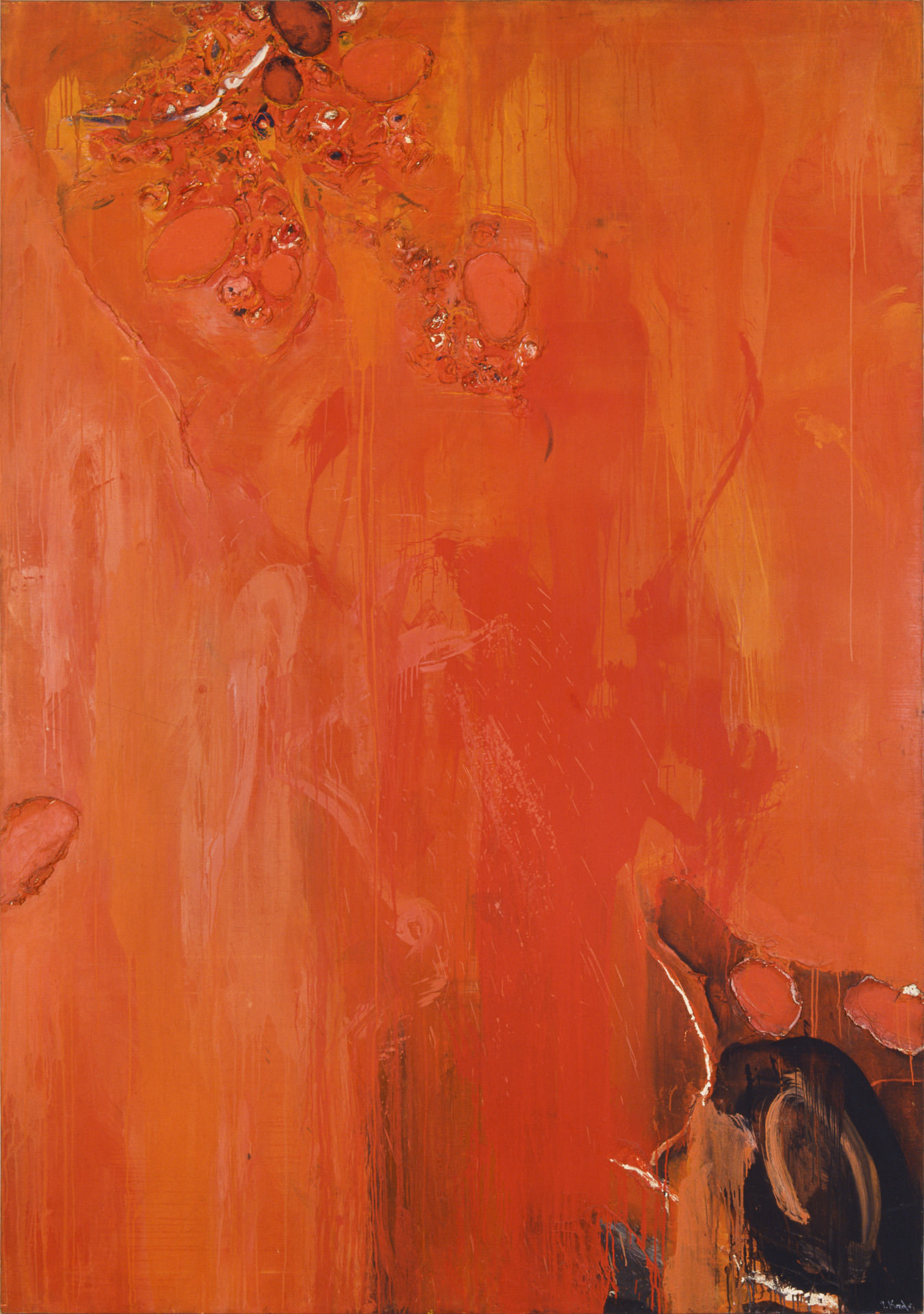 近藤竜男〈Red Image〉, 油彩・カンヴァス, 258.8×182.1, 日本橋画廊（ニューヨーク）個展, 1962