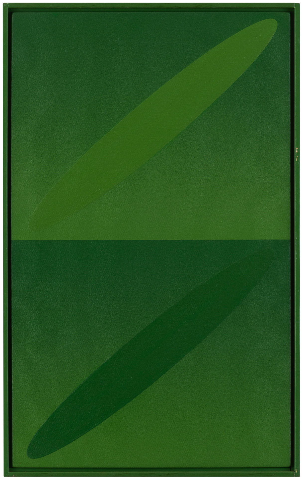 近藤竜男〈Two Ellipses: Green, N93-2〉, アクリル・カンヴァス, 47.5×30.0, 1993