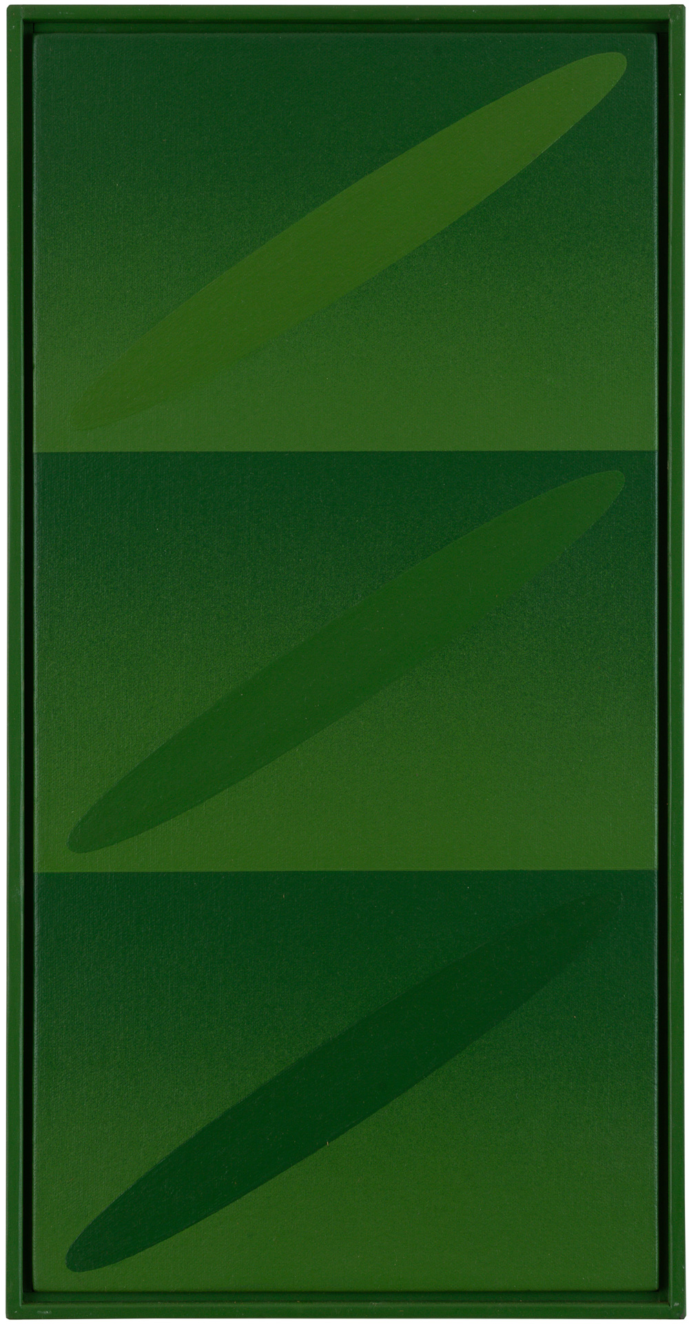 近藤竜男〈Three Ellipses: Green, N93-3〉, アクリル・カンヴァス, 47.5×24.5, 1993