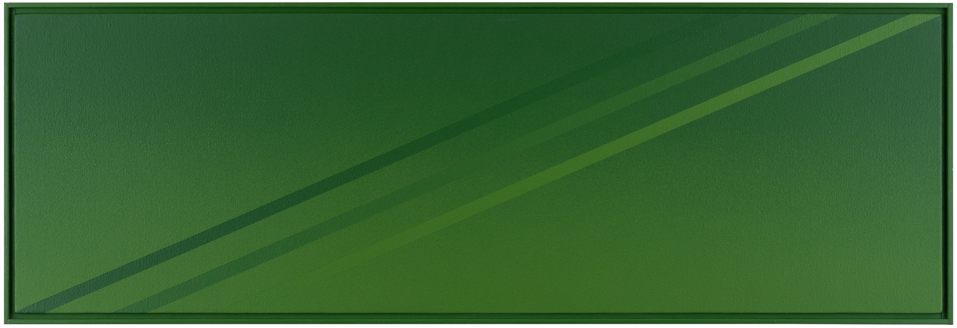 近藤竜男〈Three Diagonal Stripes: Green・93/N-2〉, アクリル・カンヴァス, 35.0×104.0, 1993