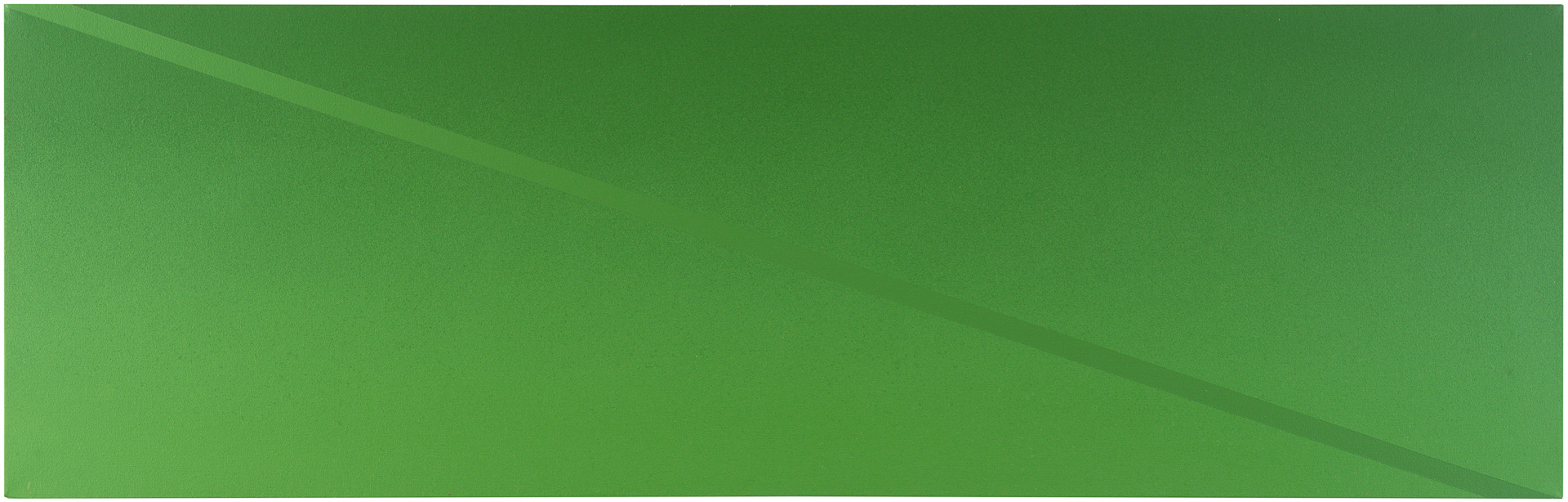 近藤竜男〈Green Diagonal Stripe〉, アクリル・カンヴァス, 35.5×112.0, 1970