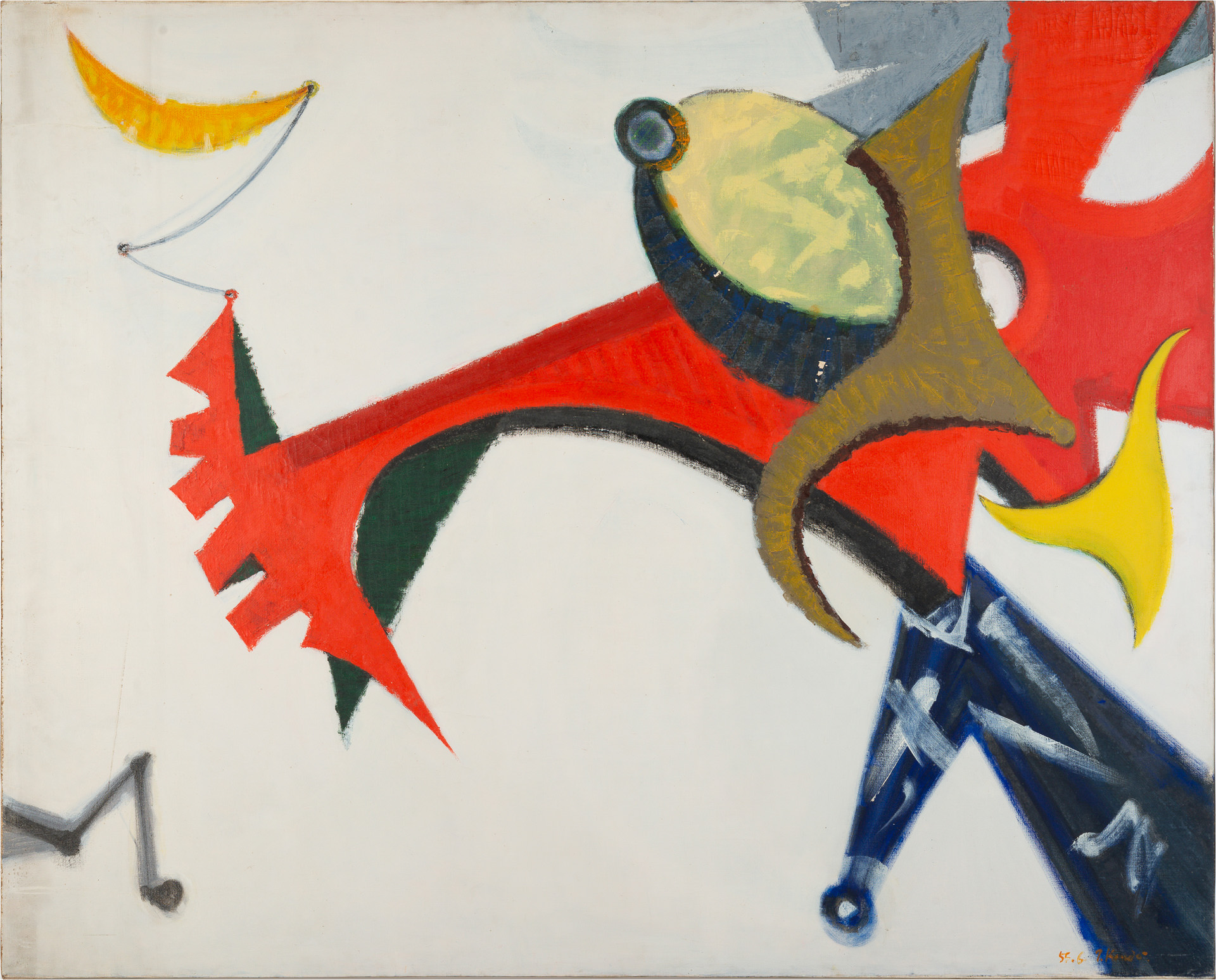 近藤竜男〈作品A〉, 油彩・カンヴァス, 131×162, 第19回新制作協会展, 1955