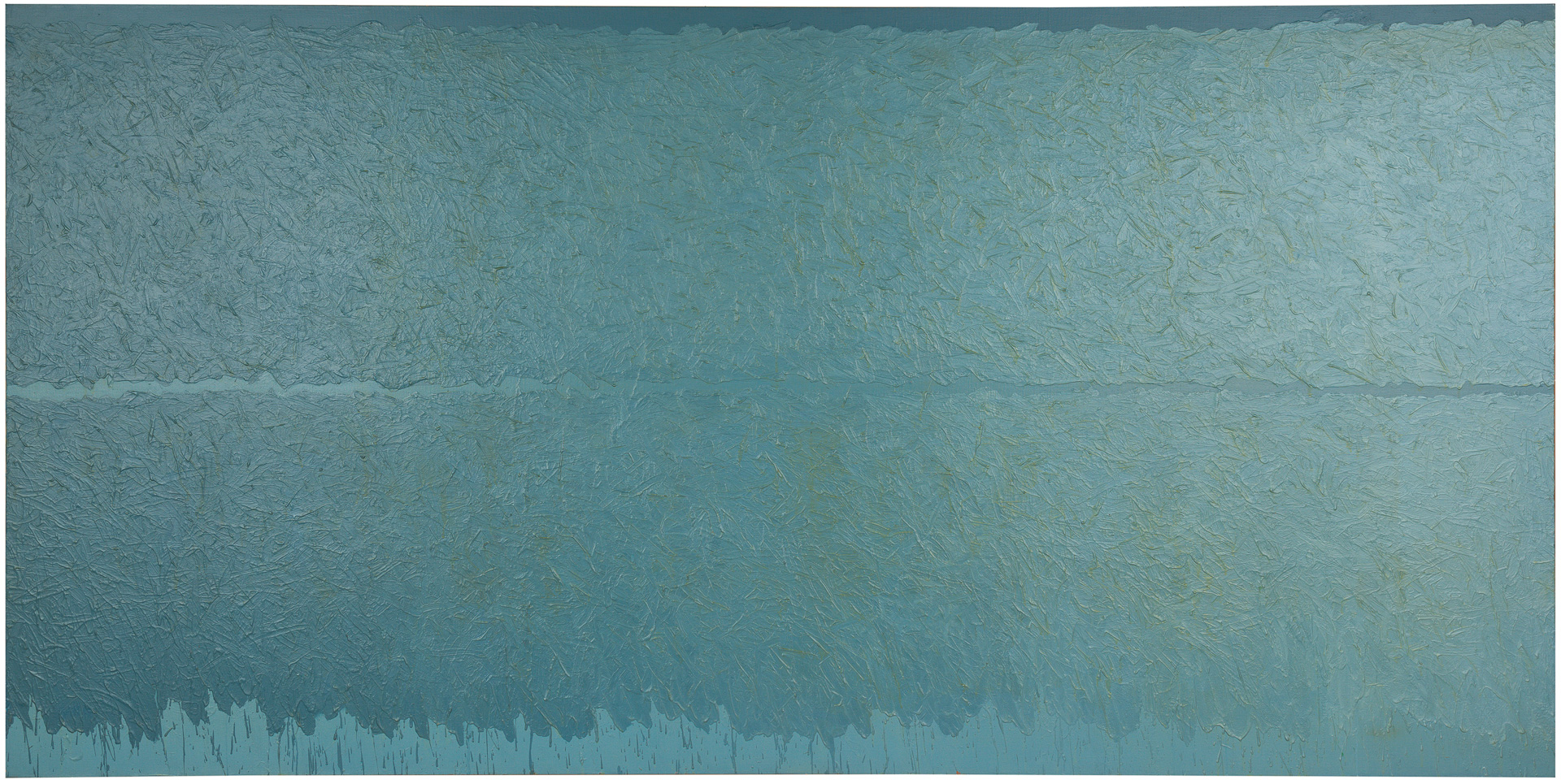 近藤竜男〈Blue painting: No84-8〉, 油彩・カンヴァス, 122.0×245.0, 1984