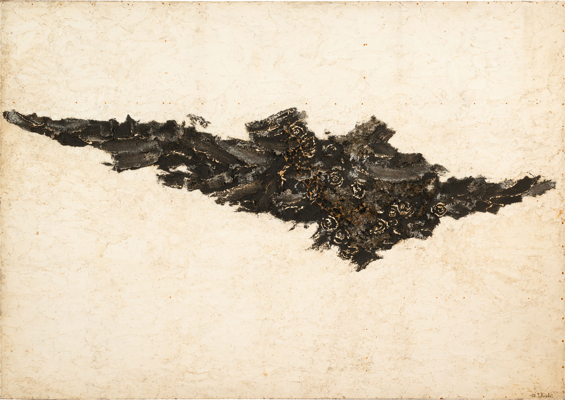 近藤竜男〈作品Ⅱ〉, 石膏・油彩・金属・パネル, 182.5×258.1, 第12回読売アンデパンダン展, 1960