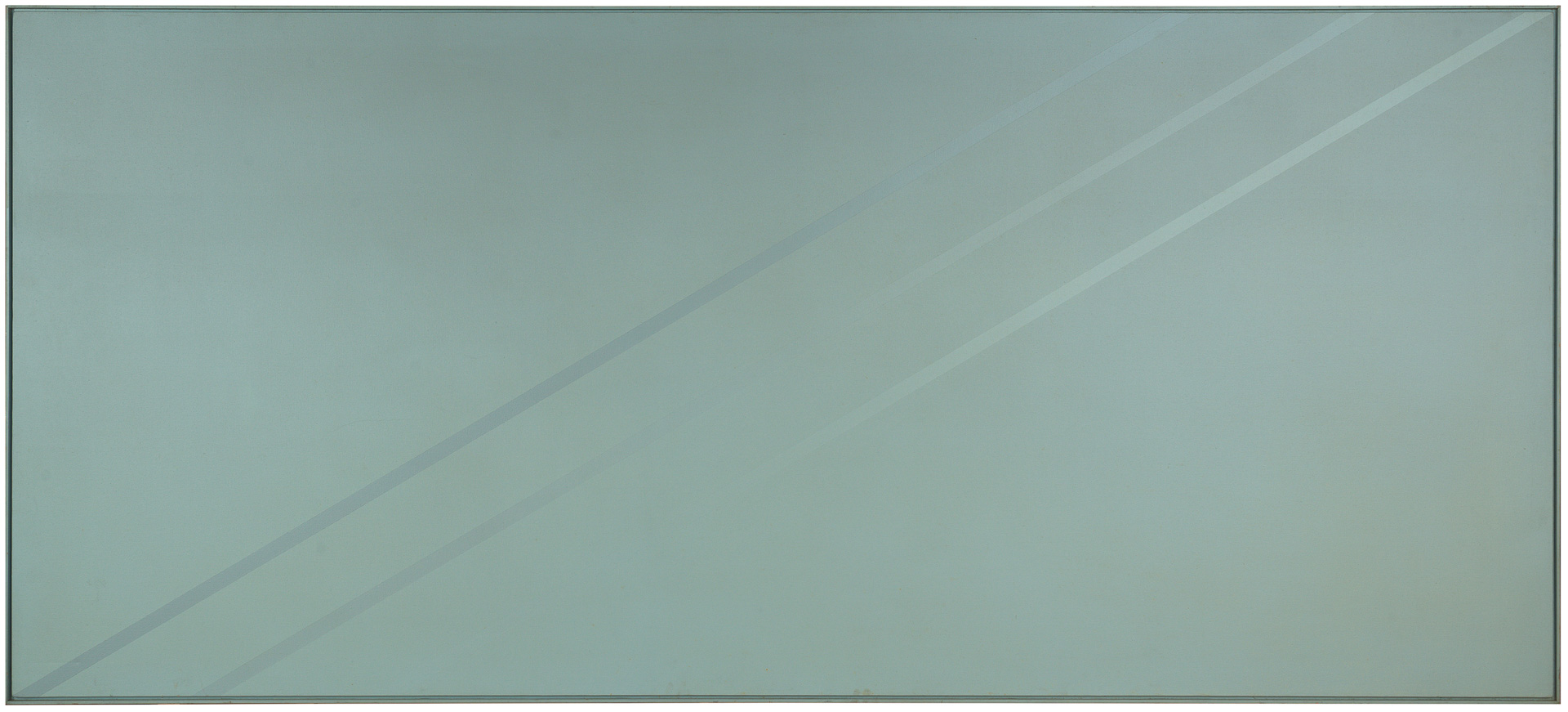 近藤竜男〈Three Diagonal Stripes: Gray 177-1〉, アクリル・カンヴァス, 124.5×277.0, 1977–1982