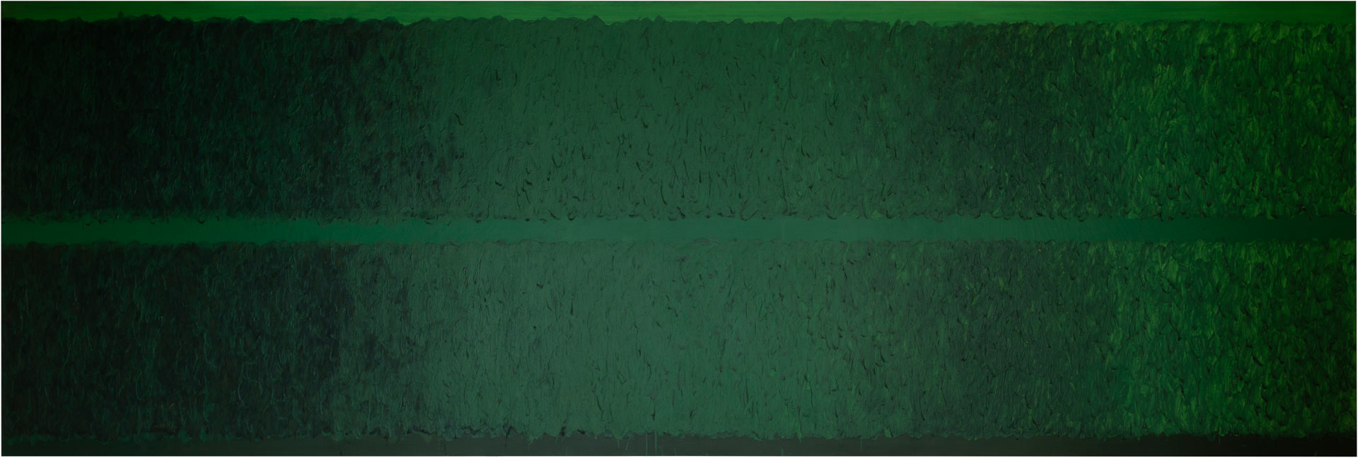 近藤竜男〈Green Painting〉, 油彩・カンヴァス, 137.5×407.0, 1975