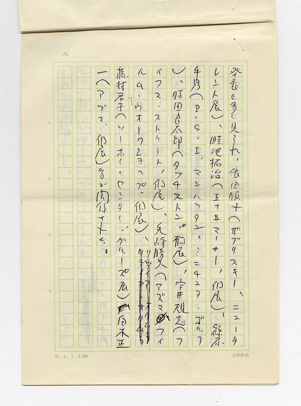 寄稿文, 芸術新潮 ワールド・スナップ欄 1978年12月号