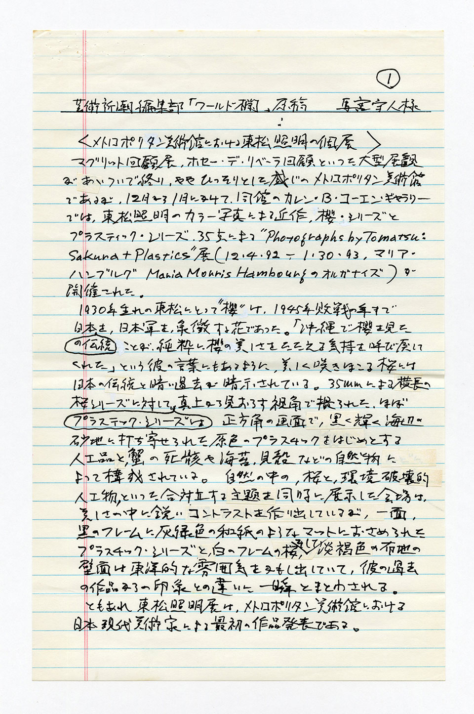 寄稿文, 芸術新潮 ワールド・スナップ欄 1993年3月号
