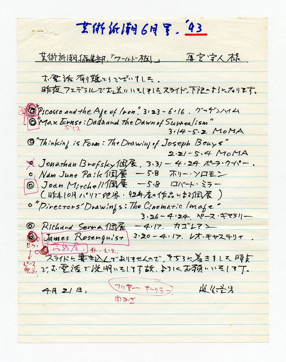 寄稿文, 芸術新潮 ワールド・スナップ欄 1993年6月号