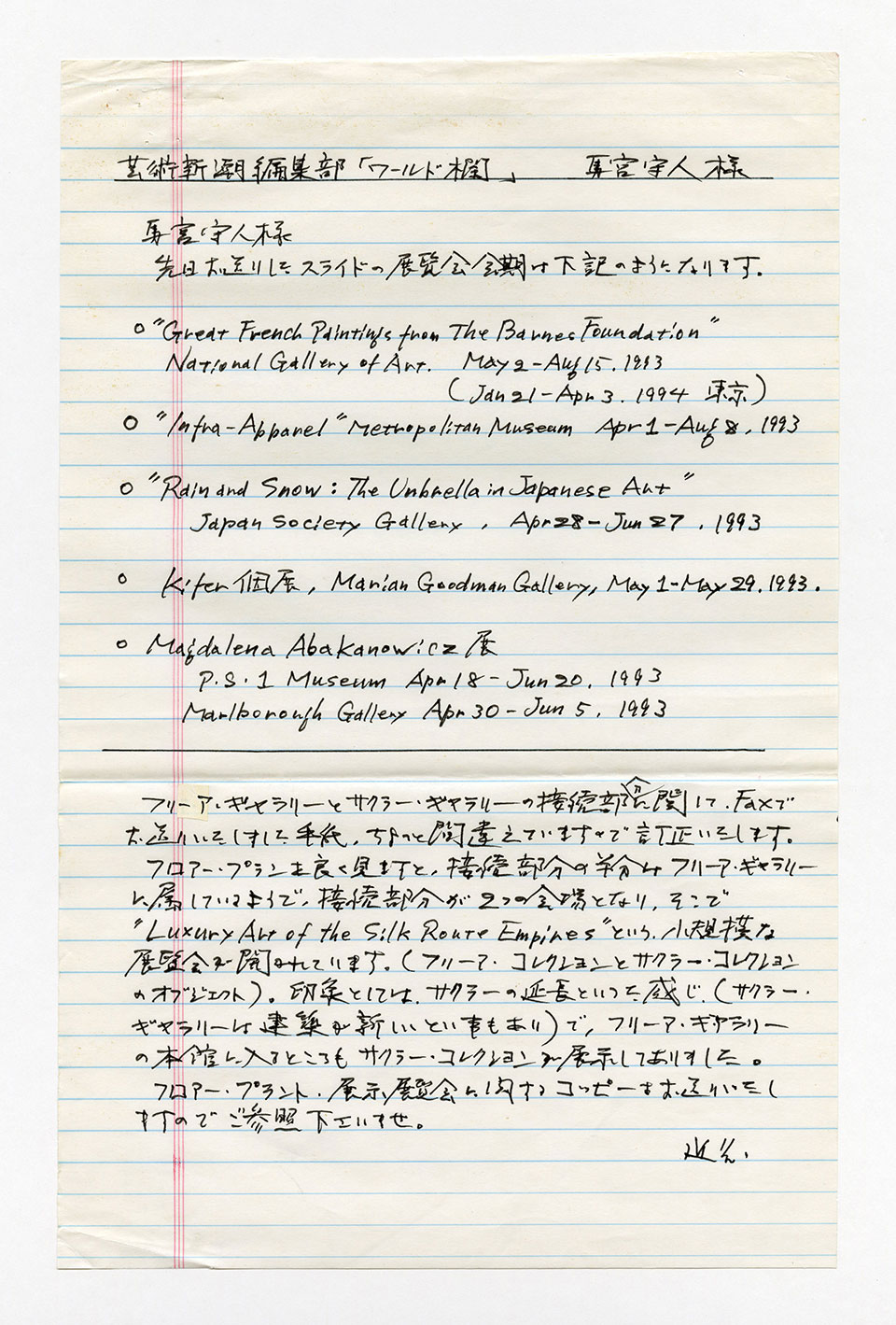寄稿文, 芸術新潮 ワールド・スナップ欄 1993年7月号