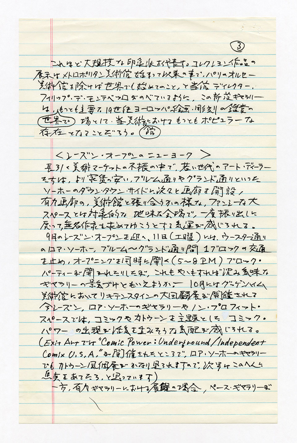 寄稿文, 芸術新潮 ワールド・スナップ欄 1993年11月号