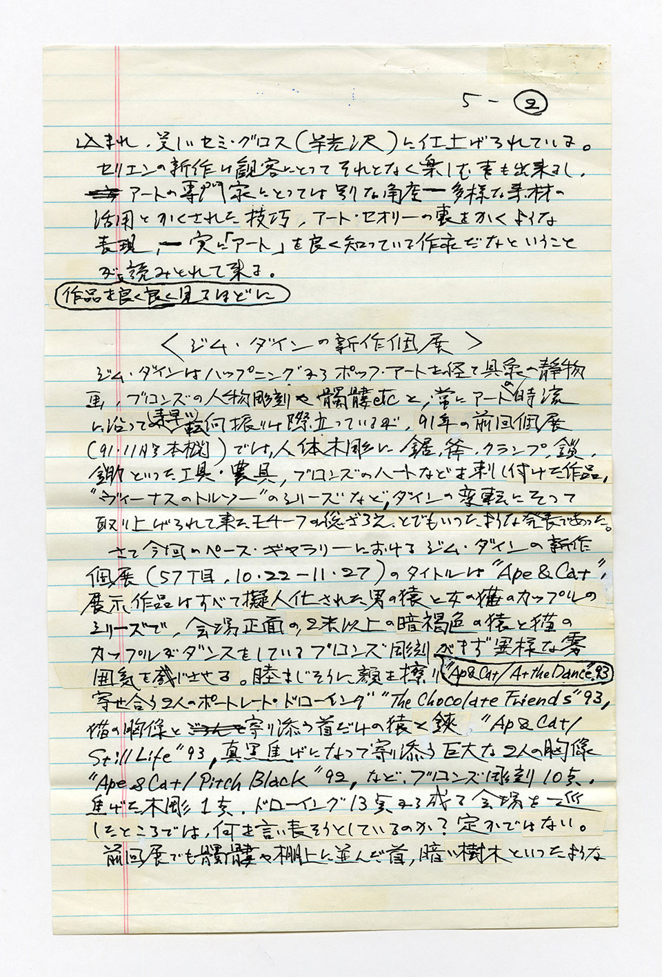 寄稿文, 芸術新潮 ワールド・スナップ欄 1994年1月号