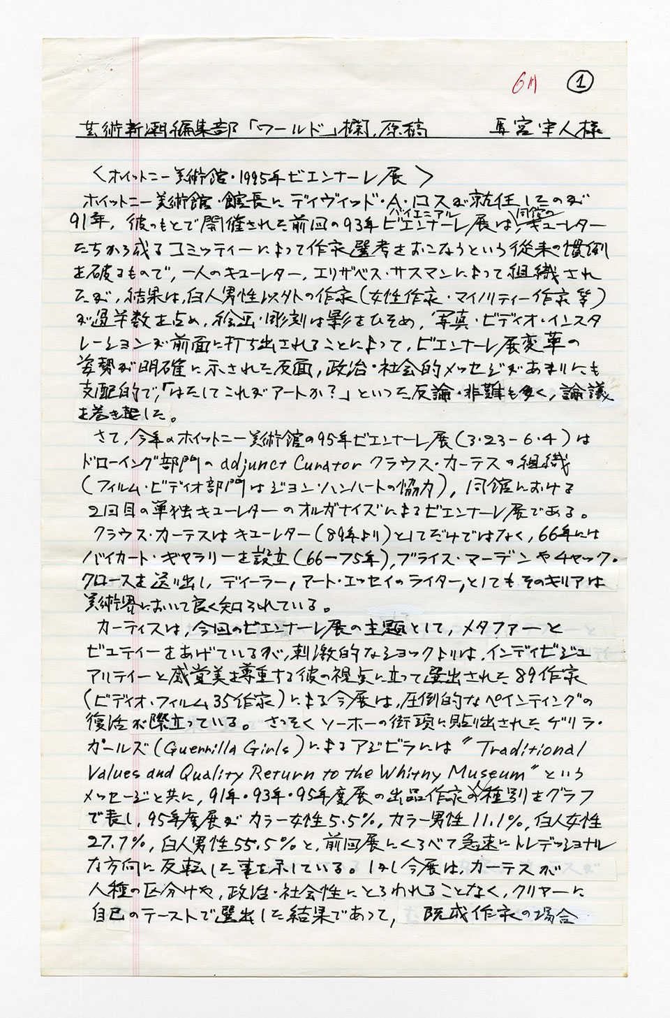 寄稿文, 芸術新潮 ワールド・スナップ欄 1995年6月号