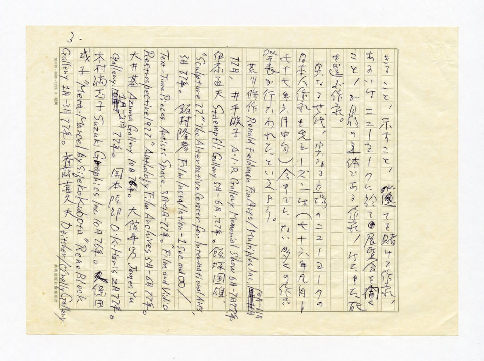 寄稿文, 美術手帖　ART FOCUS　1977年11月号