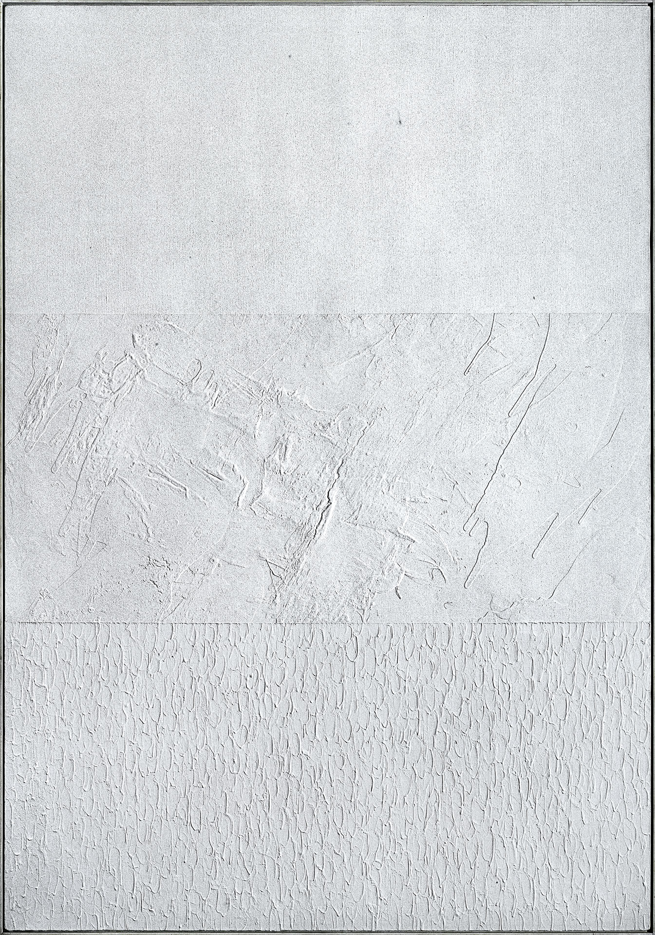 近藤竜男〈Gray Painting in three Parts〉, 油彩・アクリル・カンヴァス, 261.3×184.3, 南画廊個展, 1974