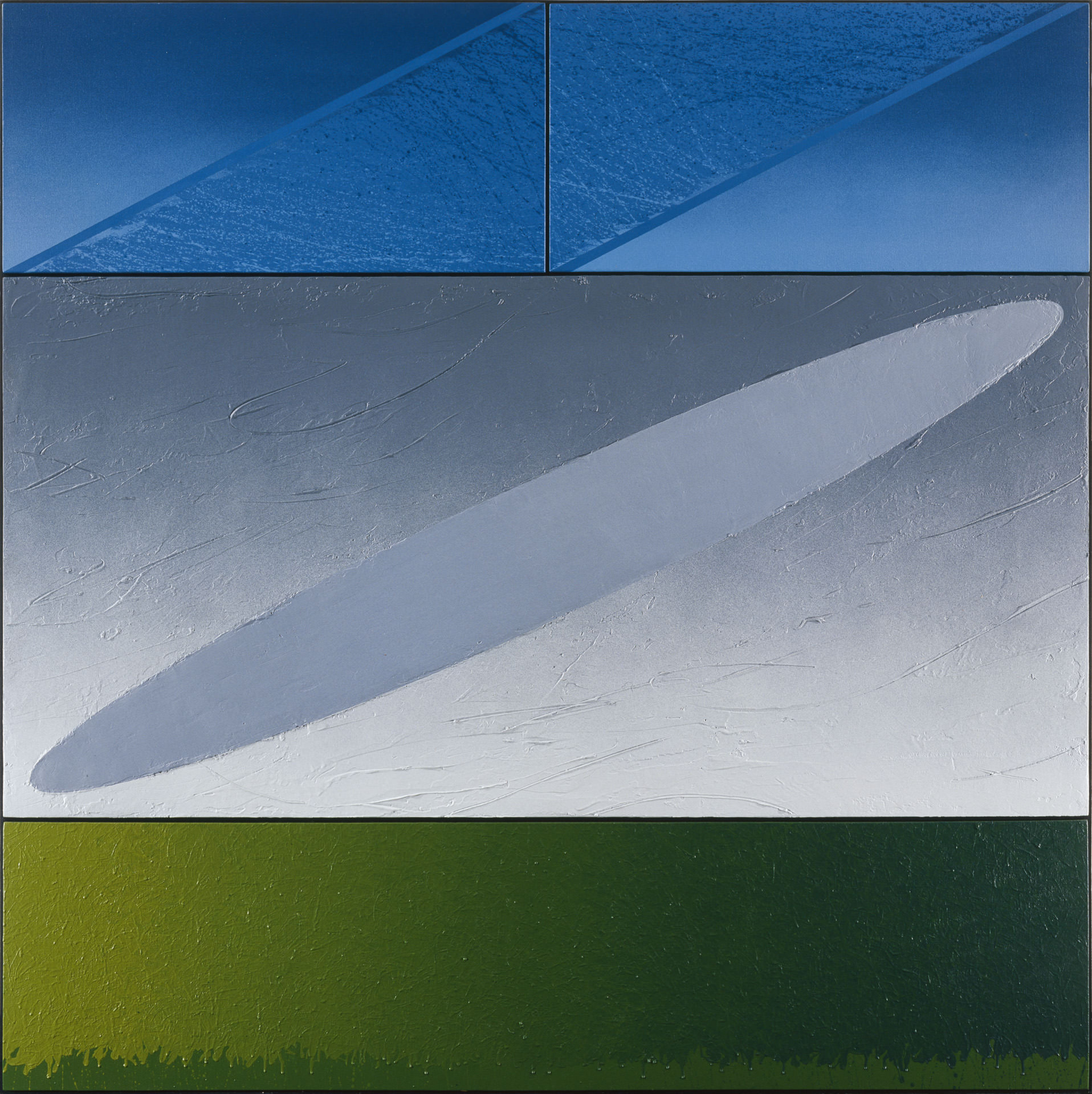 近藤竜男〈Combine: 1-97_N.Y〉, アクリル・石膏・カンヴァス・パネル, 162×162, 1997