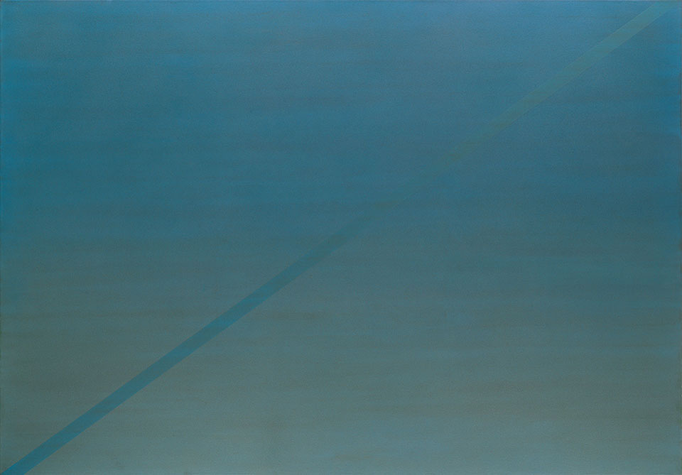 近藤竜男|Kondo Tatsuo, Blue Diagonal Stripe, 1969, アクリル・カンヴァス, 152×224cm