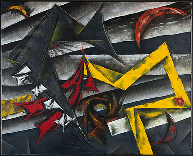 近藤竜男〈転位(A)〉油彩・カンヴァス、131×162、第3回エポック・アール油絵展(村松画廊)、1957